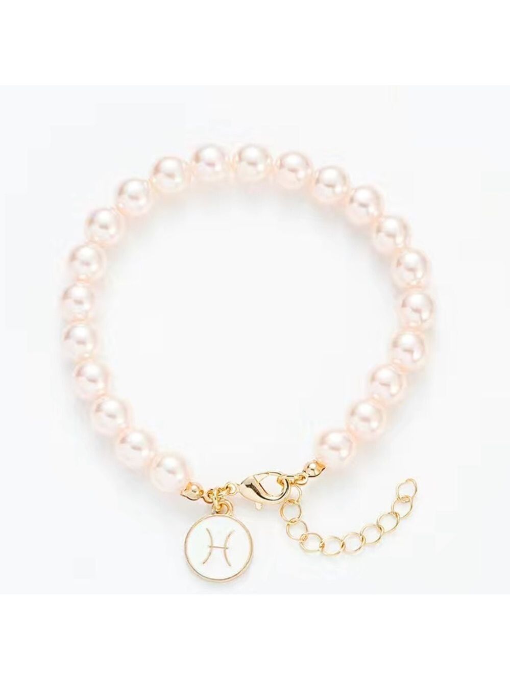 Pisces 14k gold horoscope beaded adjustable chain bracelet